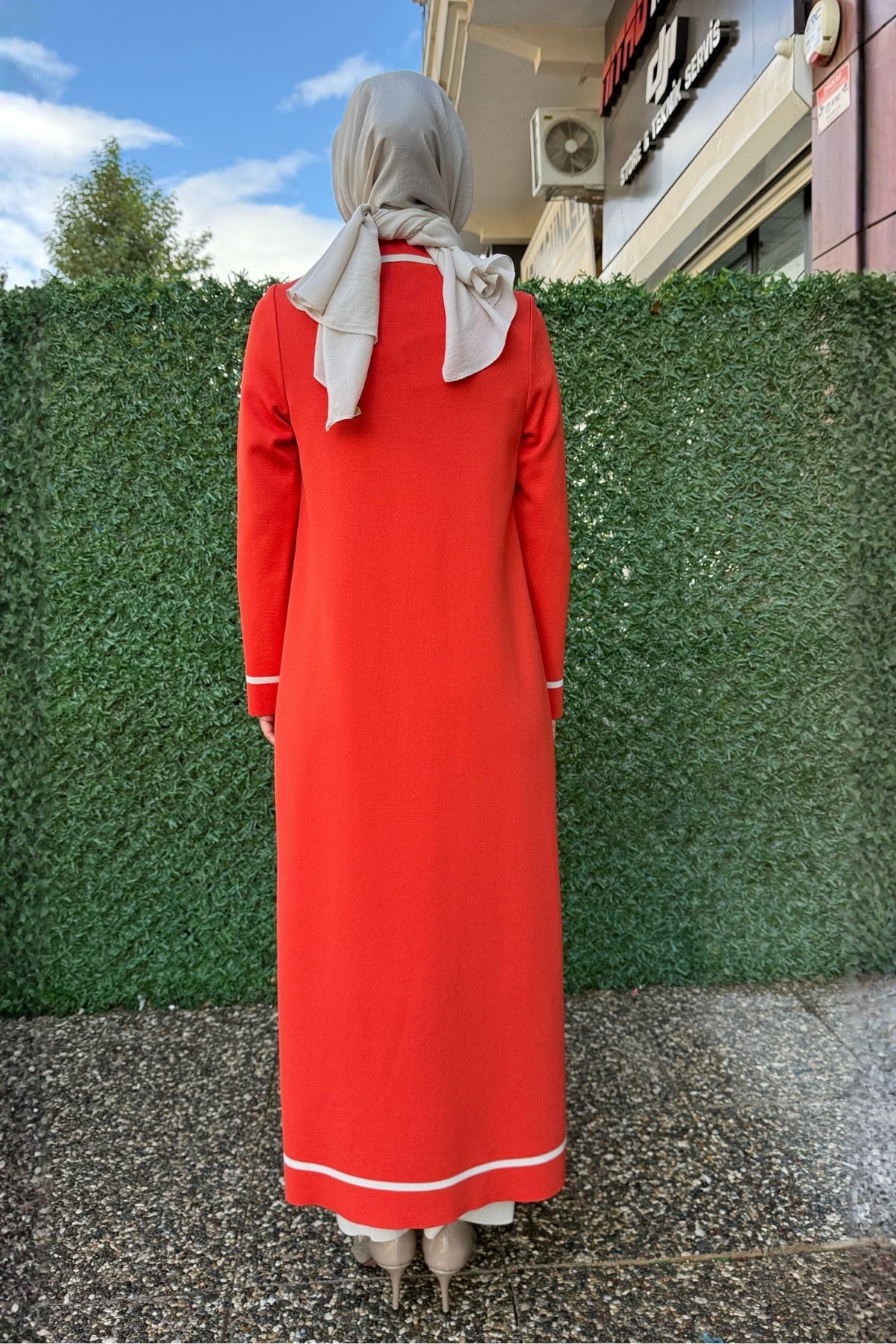 Miss Dalida Erkek Yaka Uzun Kırmızı Hırka