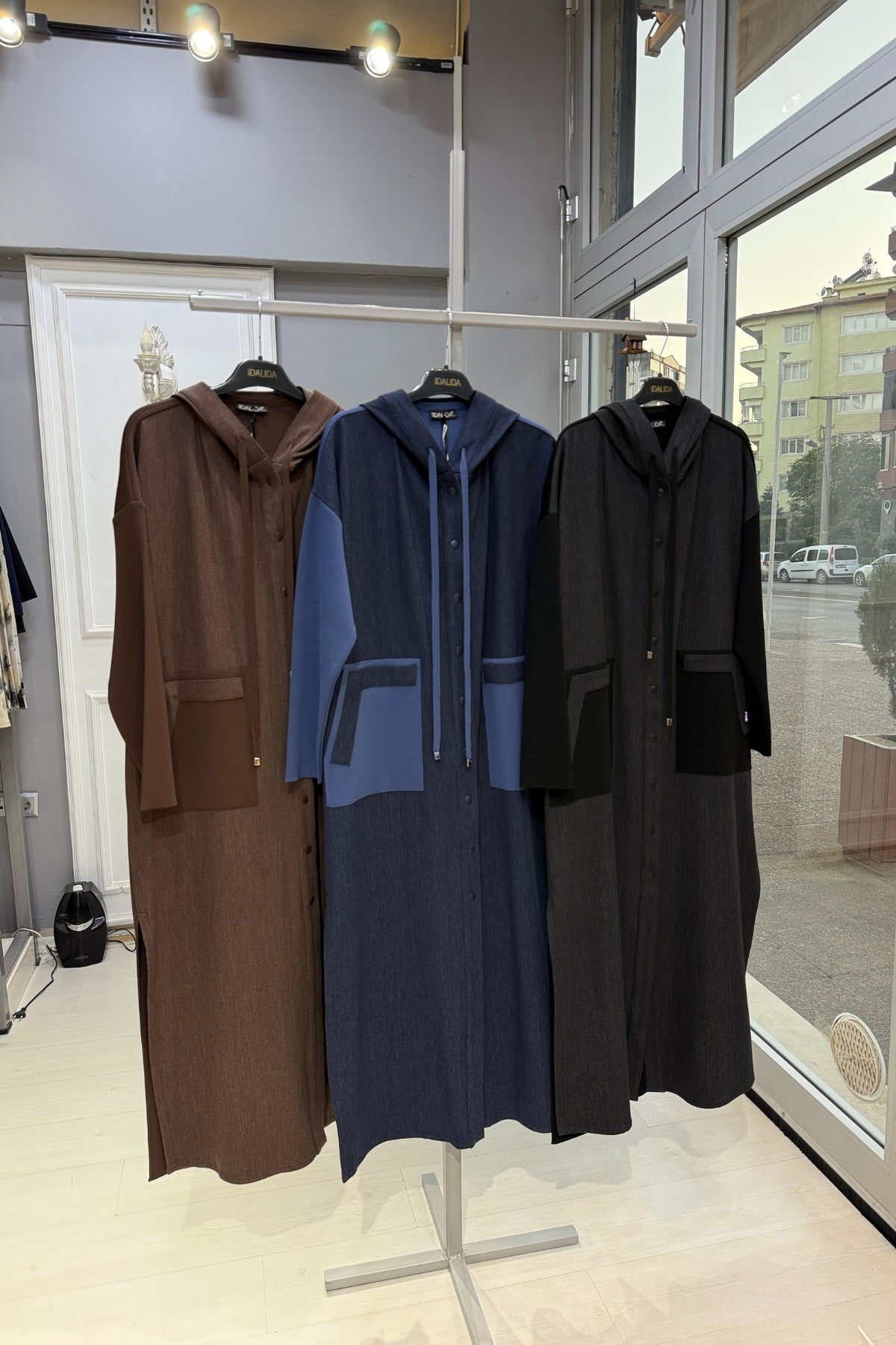 Miss Dalida Triko Detaylı Uzun Denim Kap