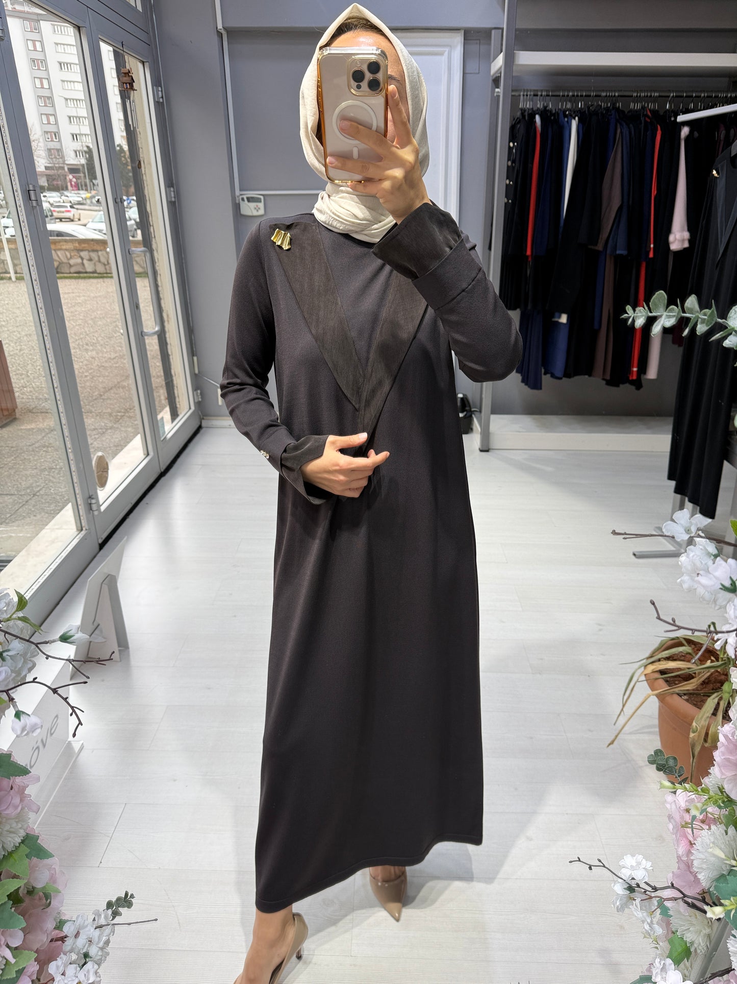 Miss Dalida Yaka ve Bilek Detaylı Triko Elbise