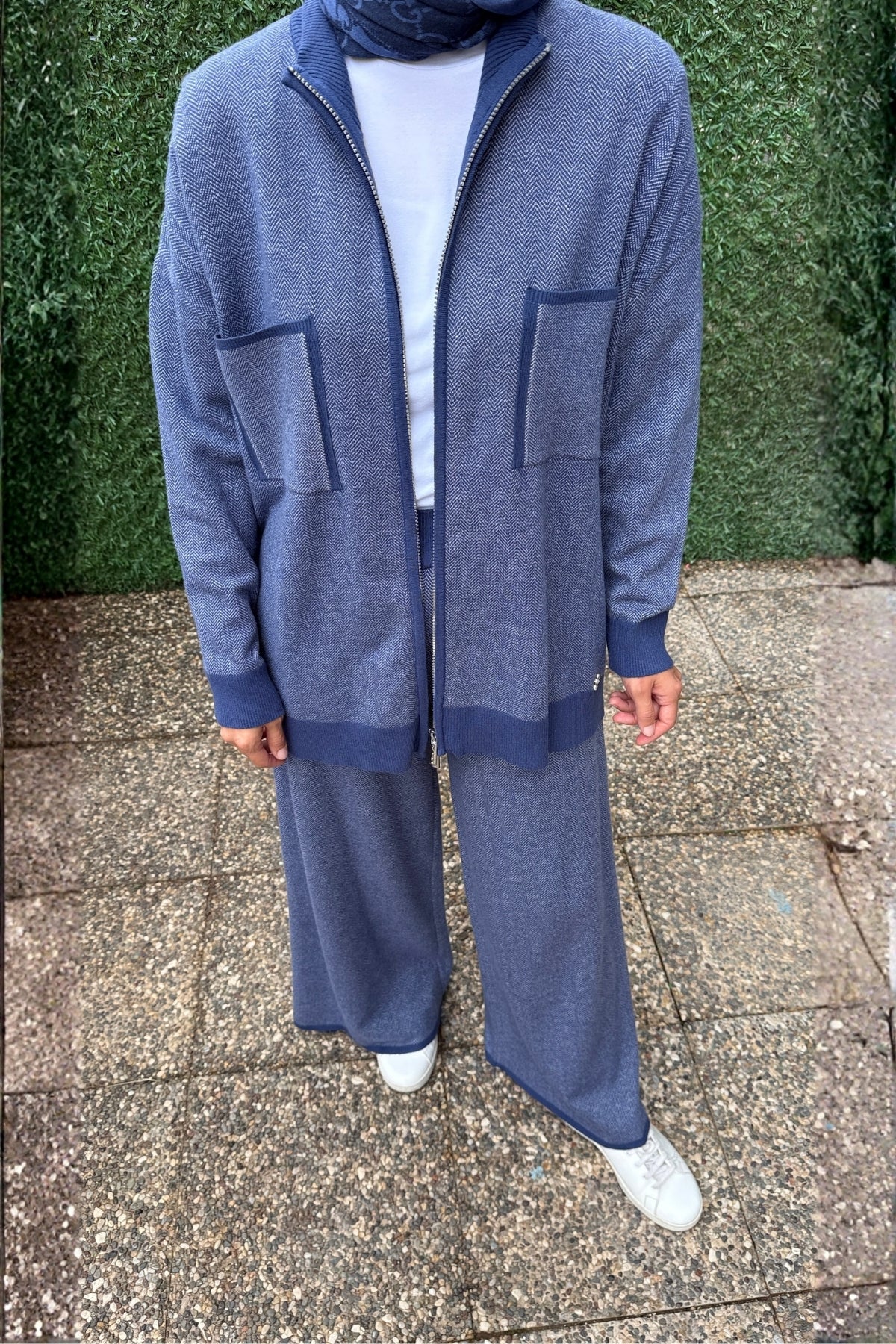 Miss Dalida Dik Yaka Fermuarlı Cepli Triko Ceket