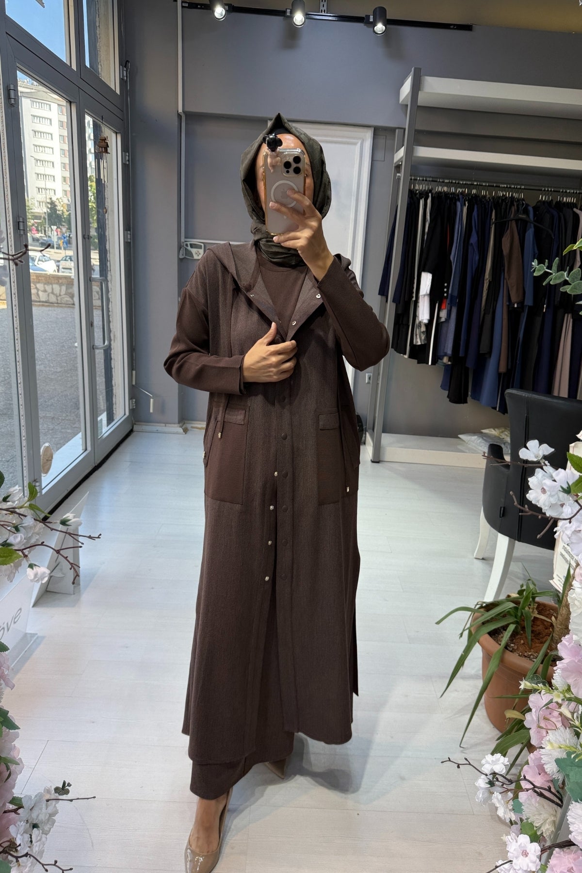 Miss Dalida Triko Detaylı Uzun Denim Kap