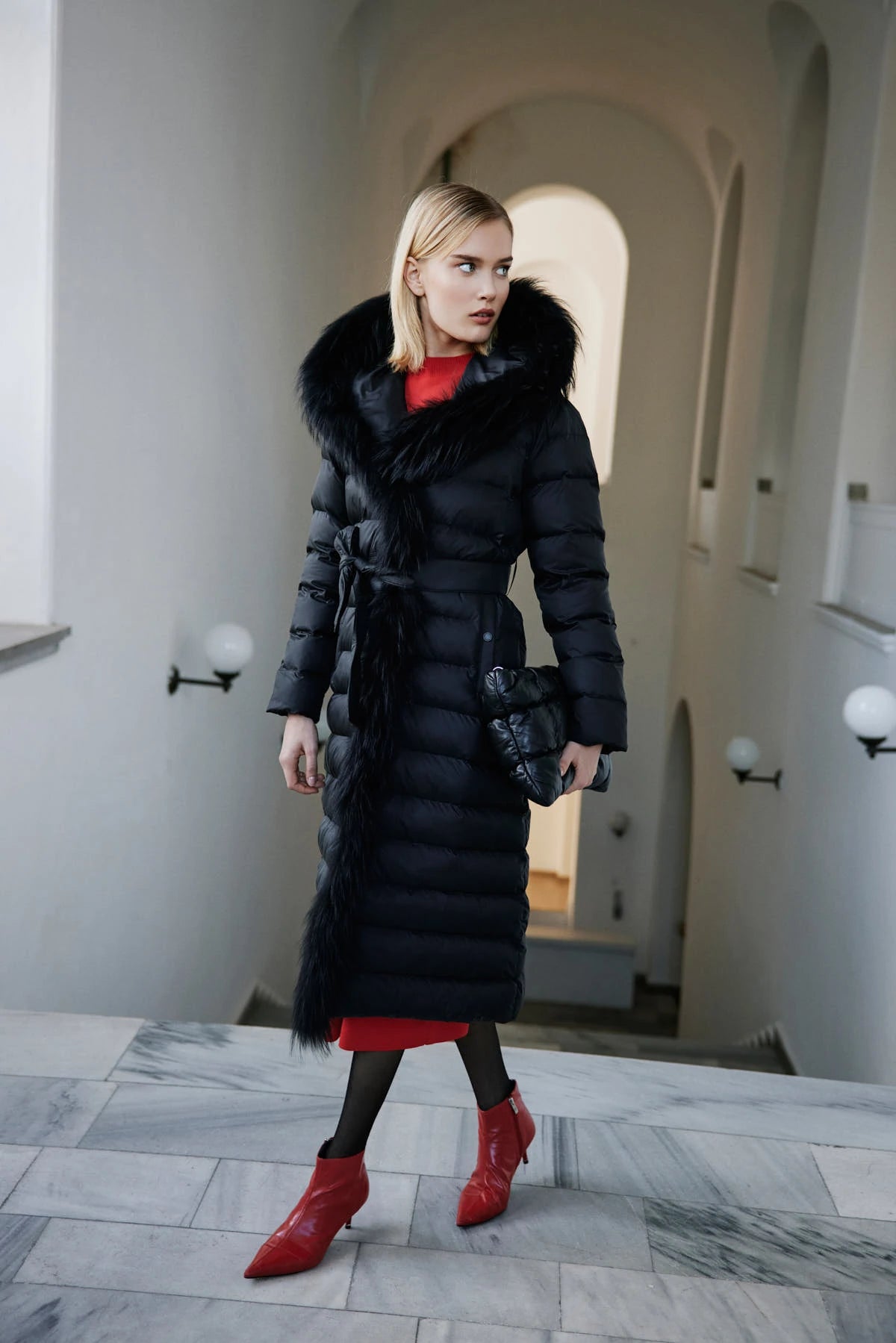 Womania Milano - Naturel Kürk Detaylı Mont