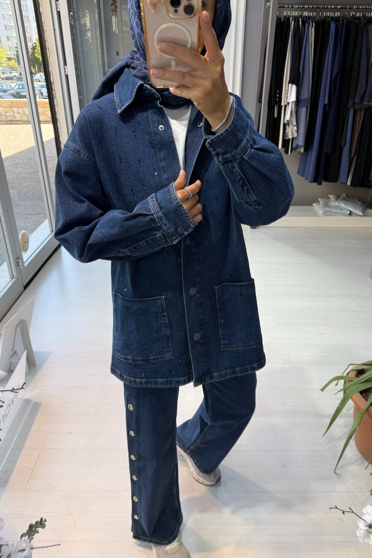 Exquise Cepli Uzun Kollu Düğmeli Regular İndigo Denim Ceket