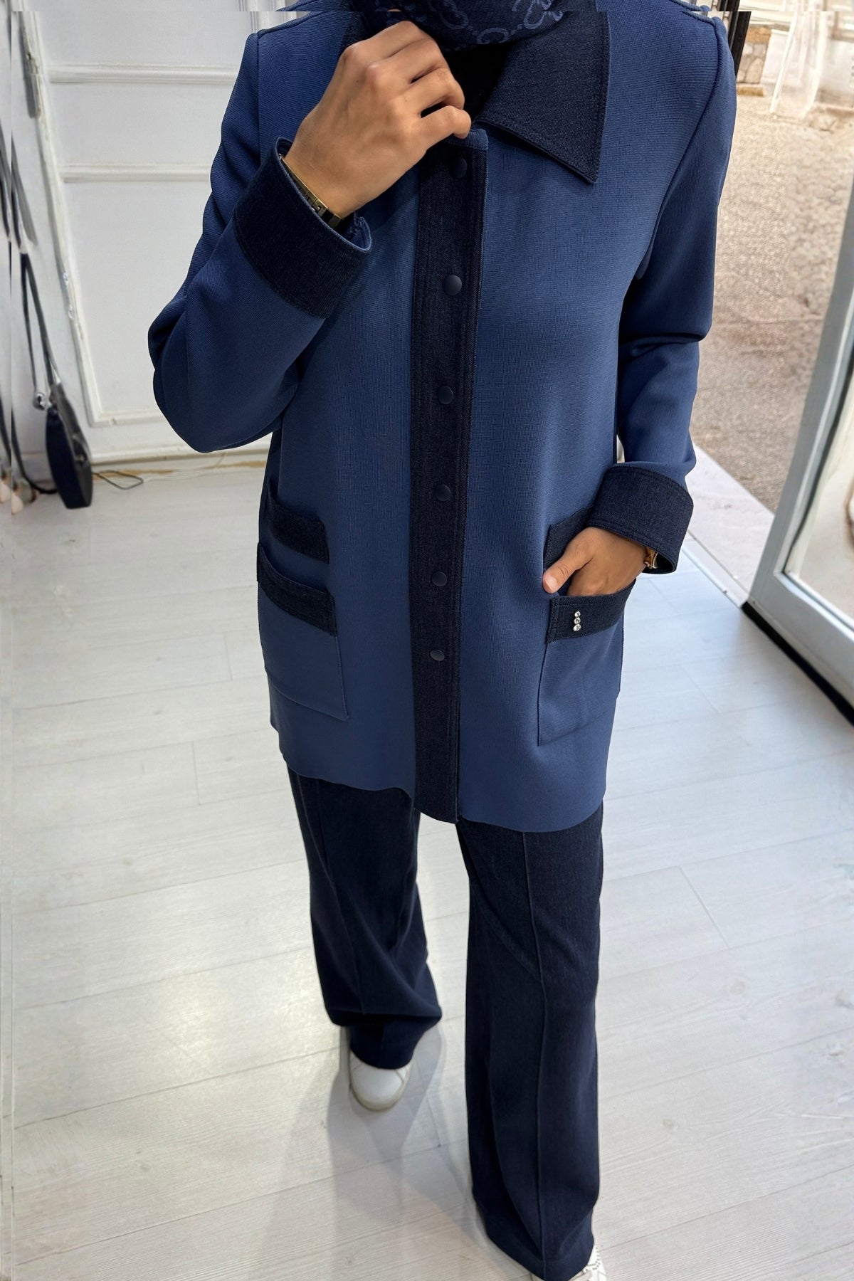 Miss Dalida Denim Detaylı Triko Ceket