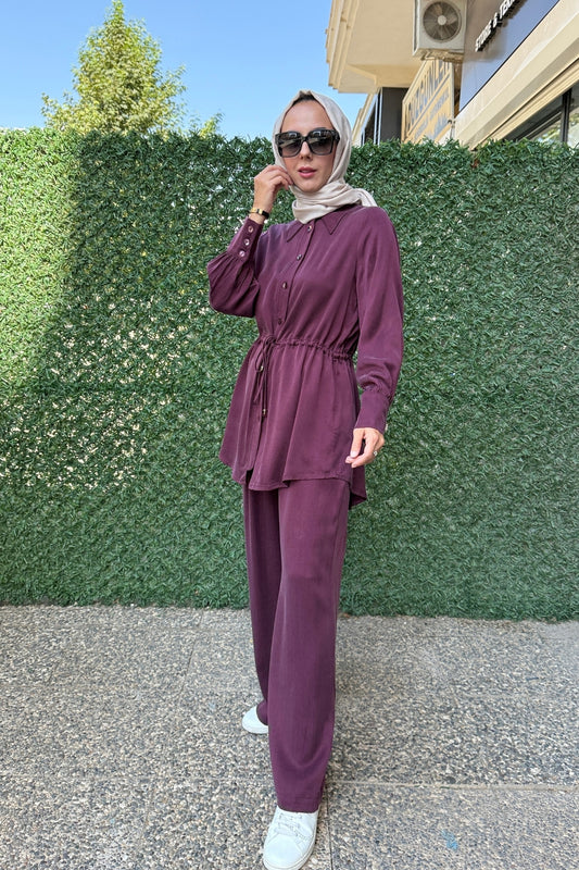 Miss Dalida Beli Büzgülü Cupra Gömlek