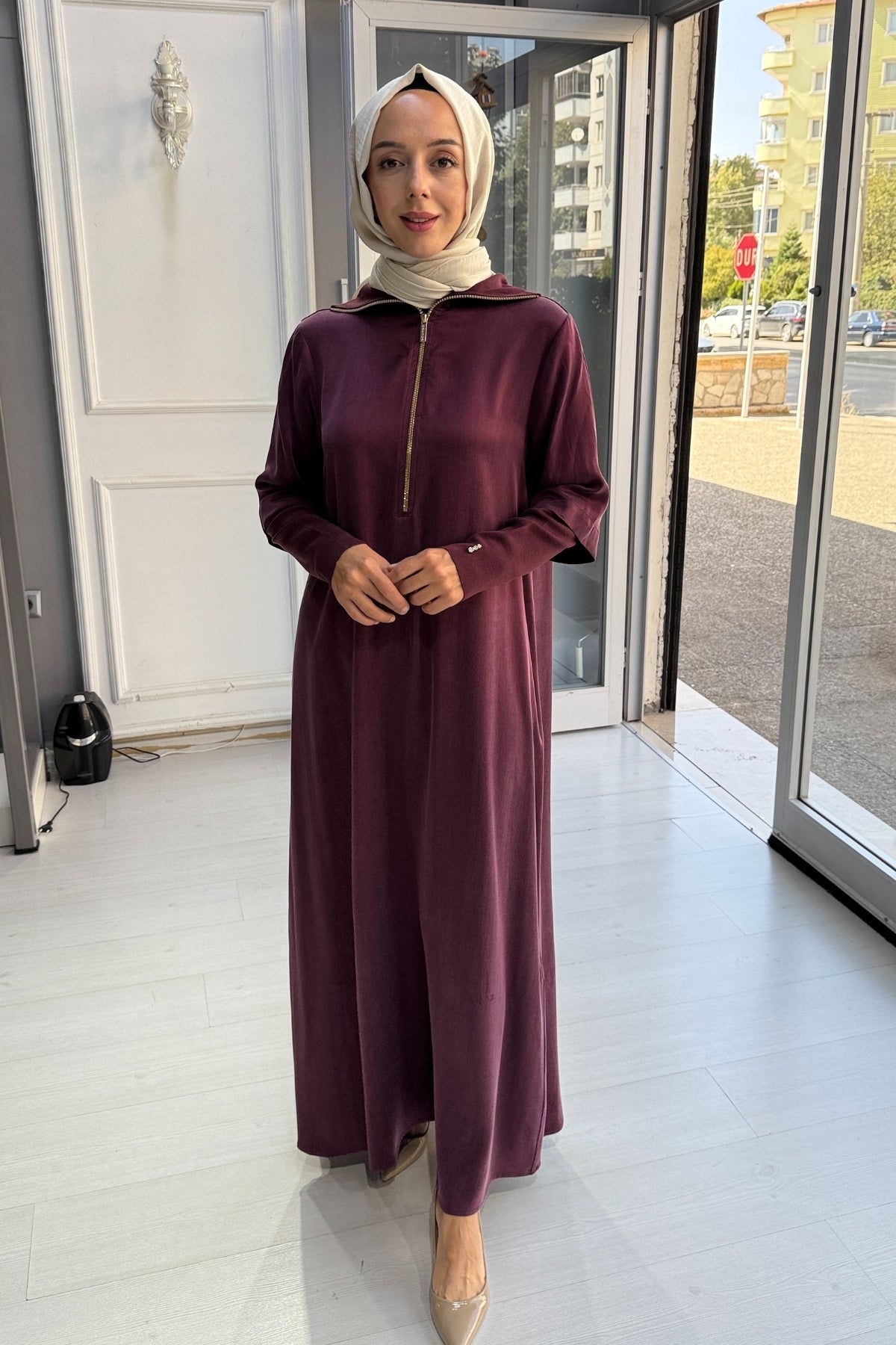 Miss Dalida Yakası Triko Cupro Elbise