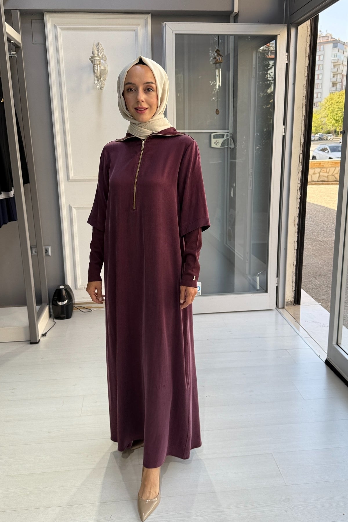 Miss Dalida Yakası Triko Cupro Elbise