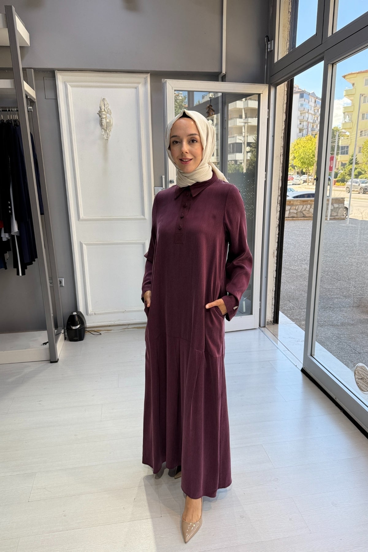 Miss Dalida Önden Düğmeli Cupra Elbise