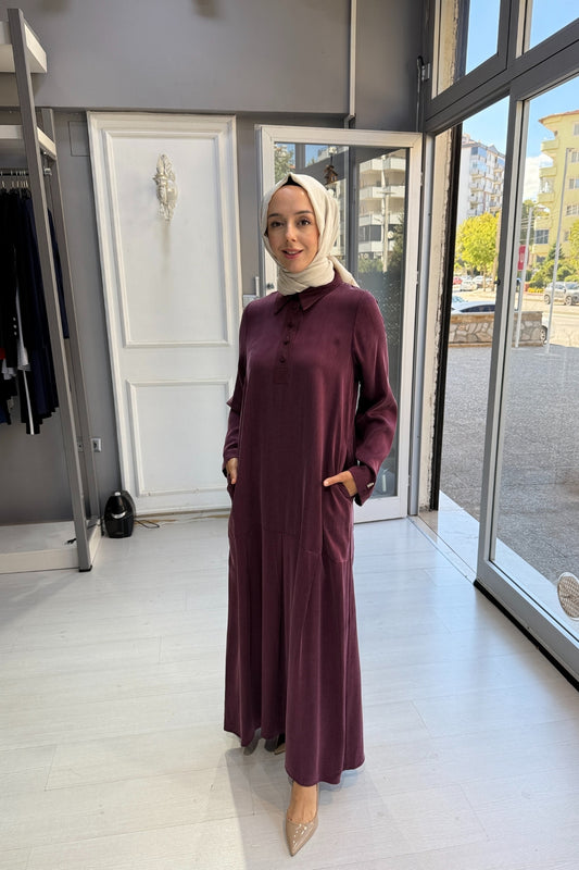 Miss Dalida Önden Düğmeli Cupra Elbise