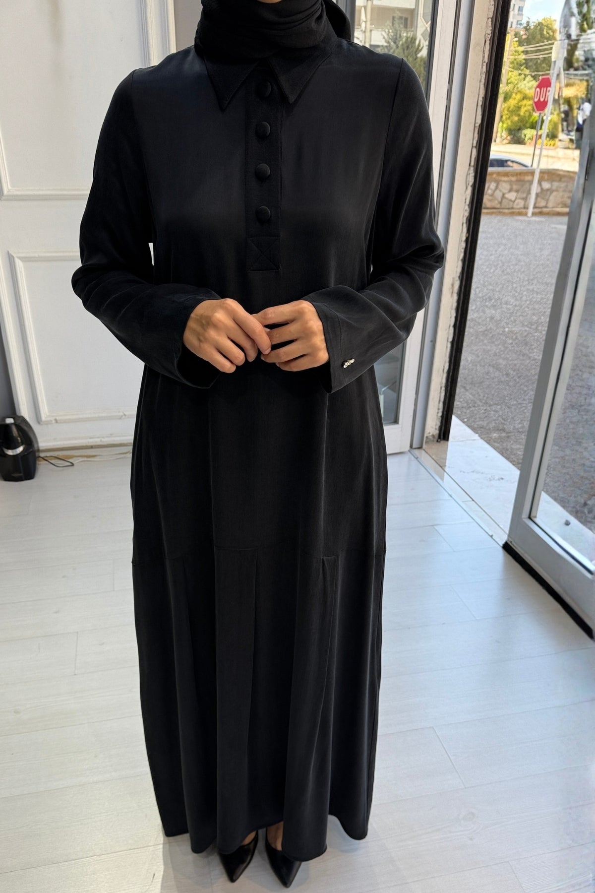 Miss Dalida Önden Düğmeli Cupra Elbise