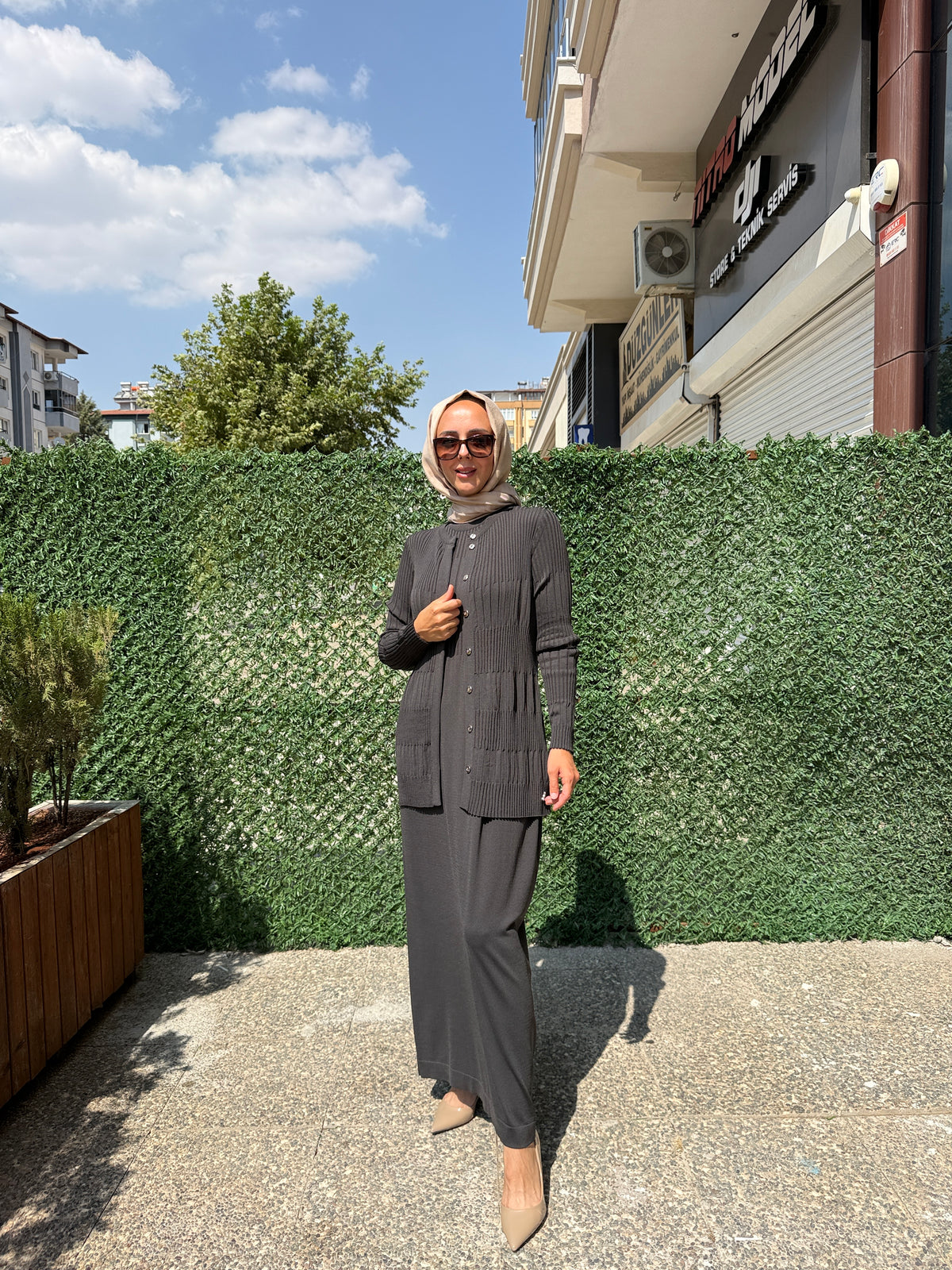 Miss Dalida 3260001 Örgü Teknikli Elbise Hırka Takım