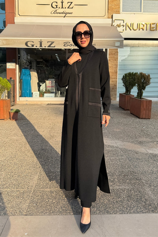 Miss Dalida Dört Cepli Triko Siyah Hırka