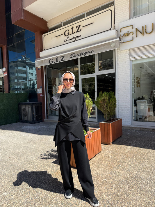 Miss Dalida 3266007 Metal Düğme Detaylı Asimetrik Tunik