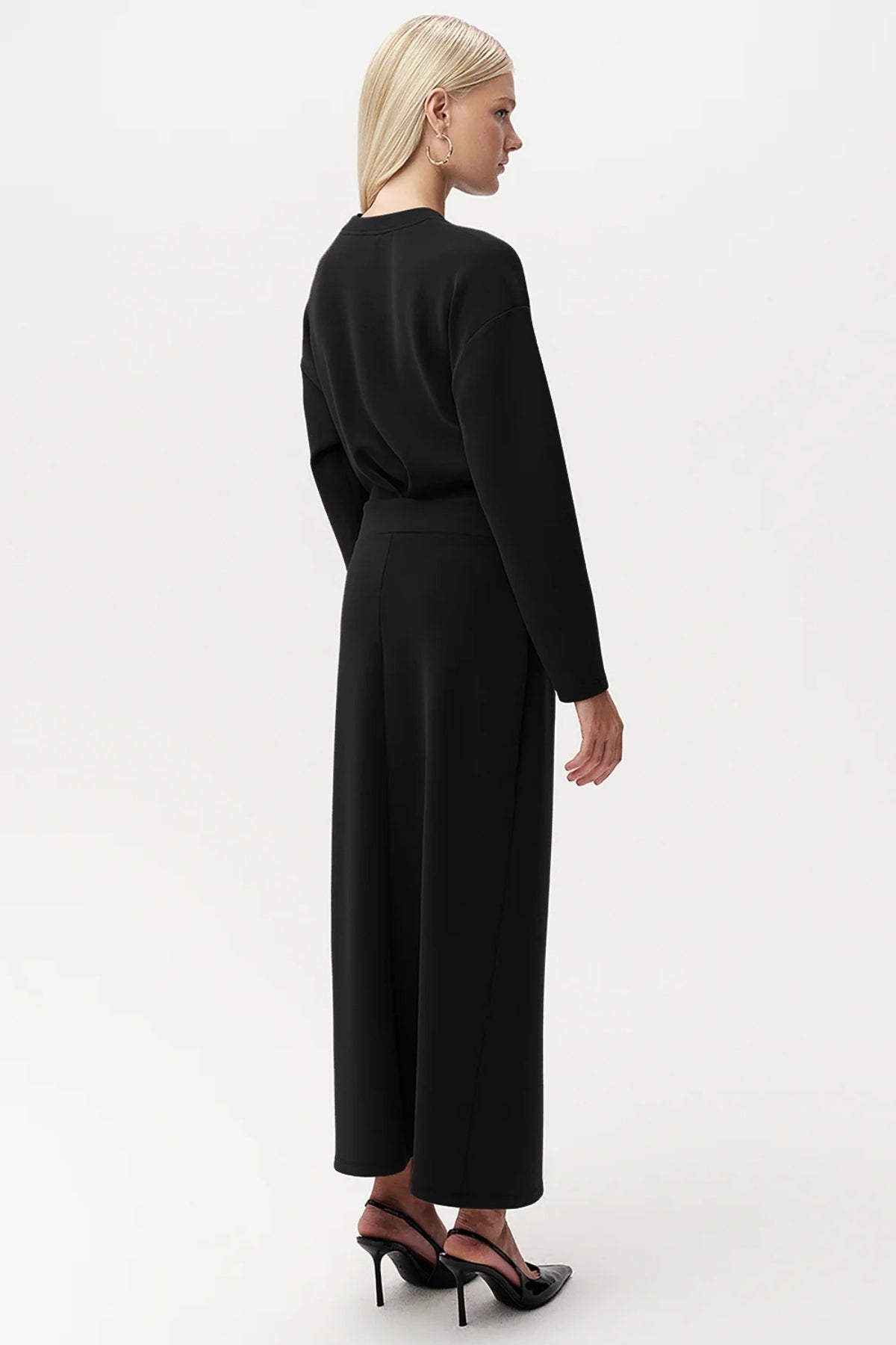 Exquise Bisiklet Yaka Bağlama Detaylı Regular Midi Elbise