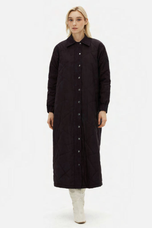 Miss Dalida Uzun Siyah Kapitone Mont