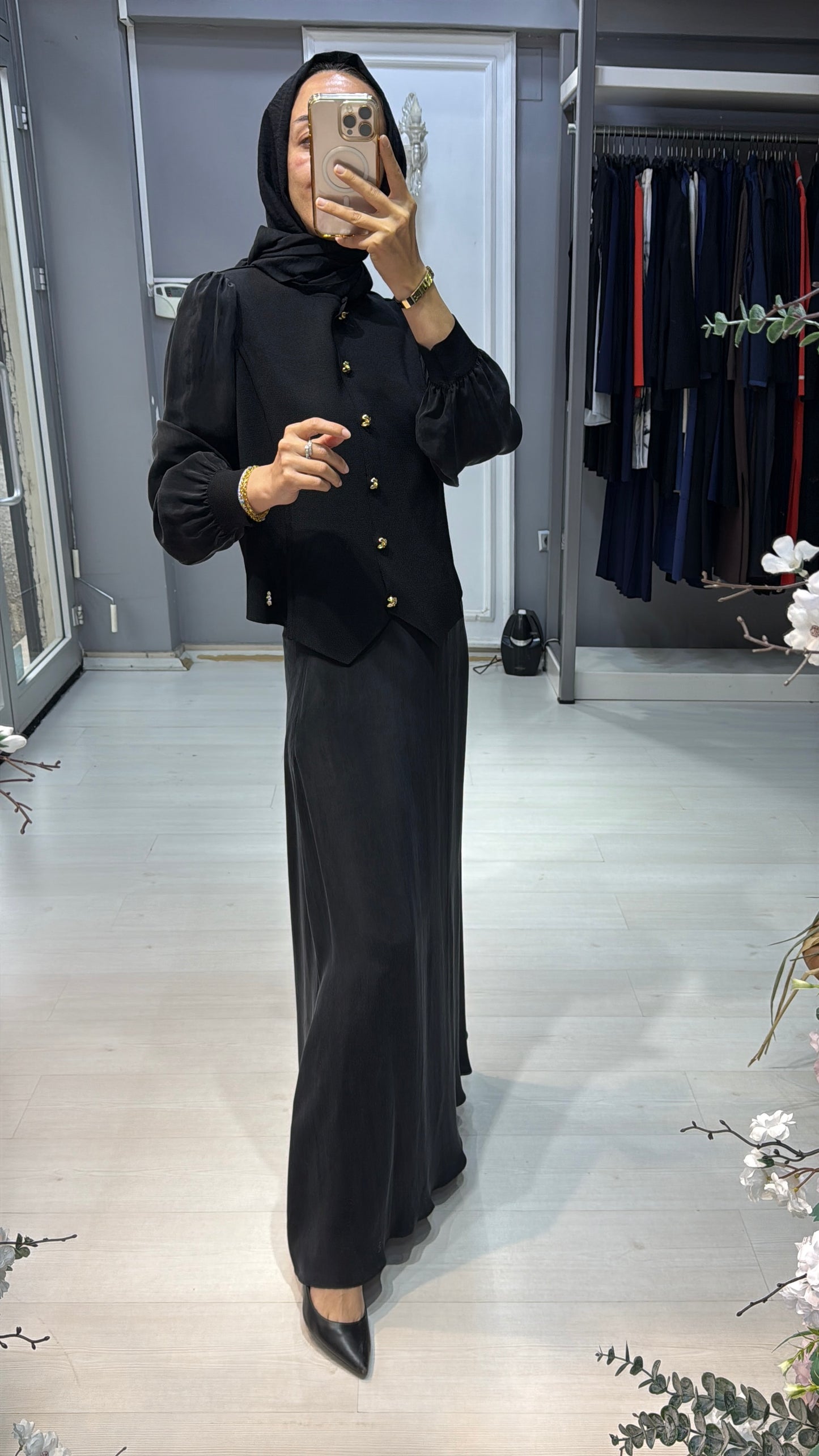 Miss Dalida Siyah Gold Düğmeli Hırka
