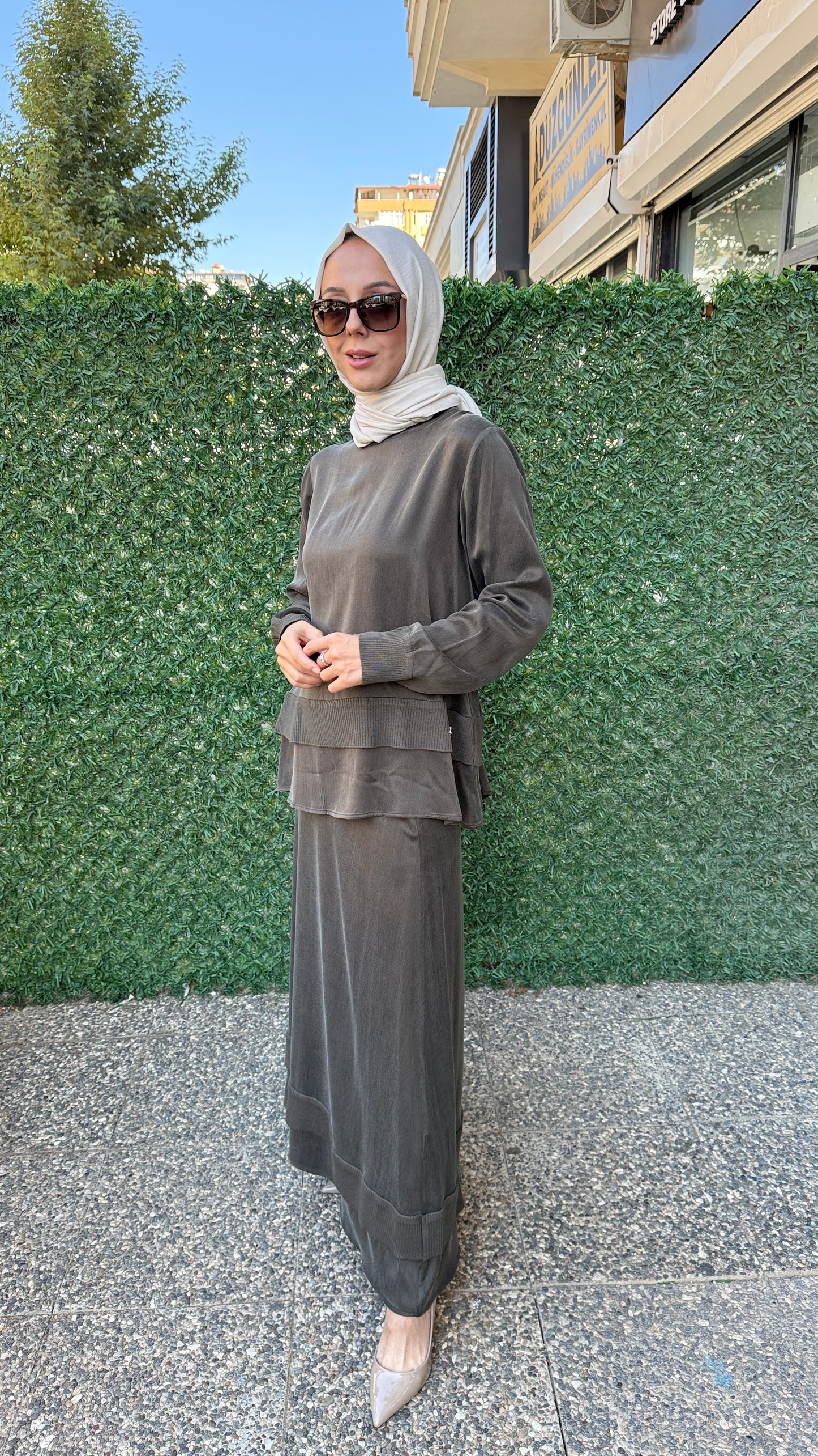 Miss Dalida Triko Bant Detaylı Cupro Etek