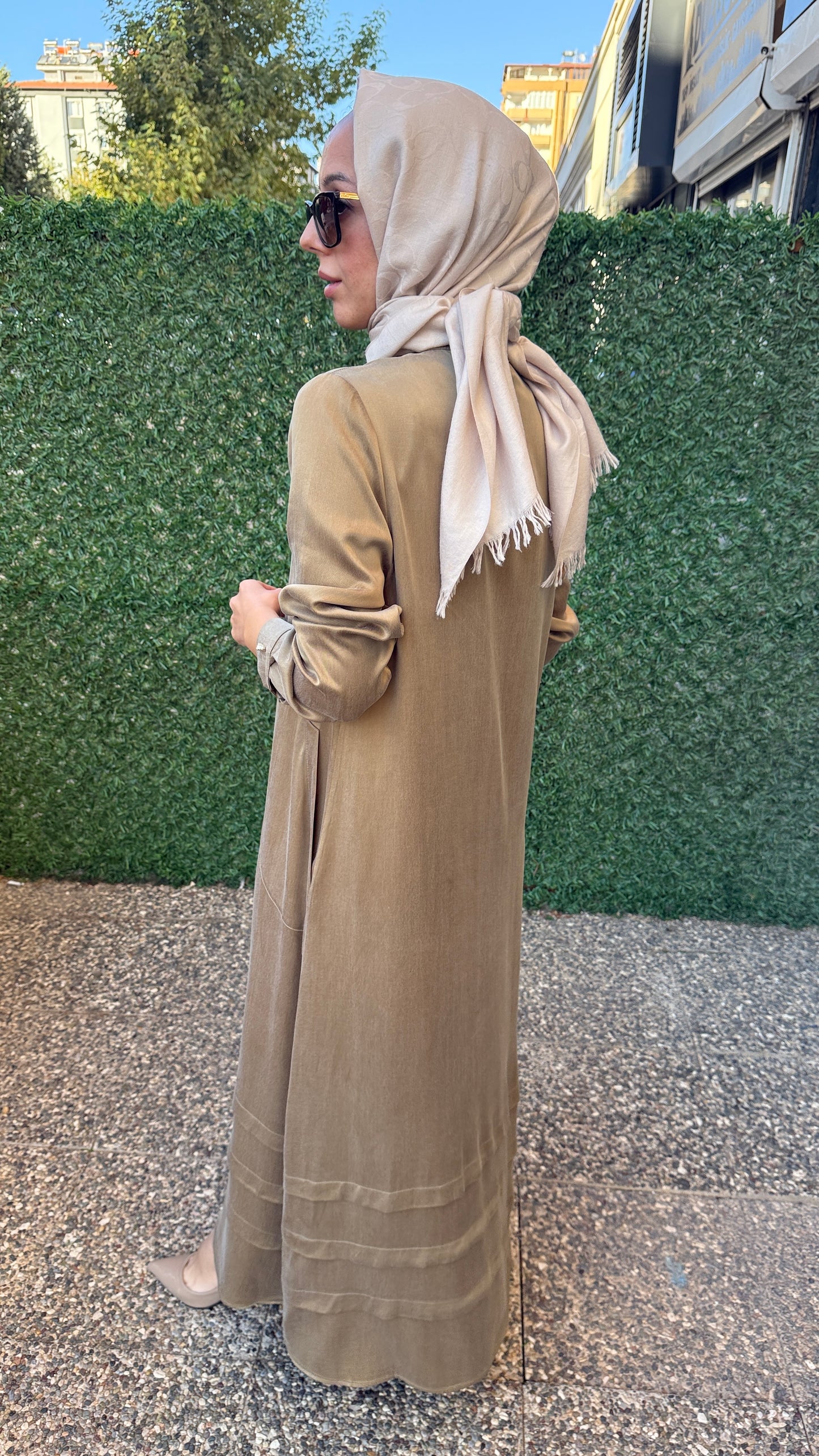 Miss Dalida Hakim Yaka Düğmeli Düz Renk Elbise