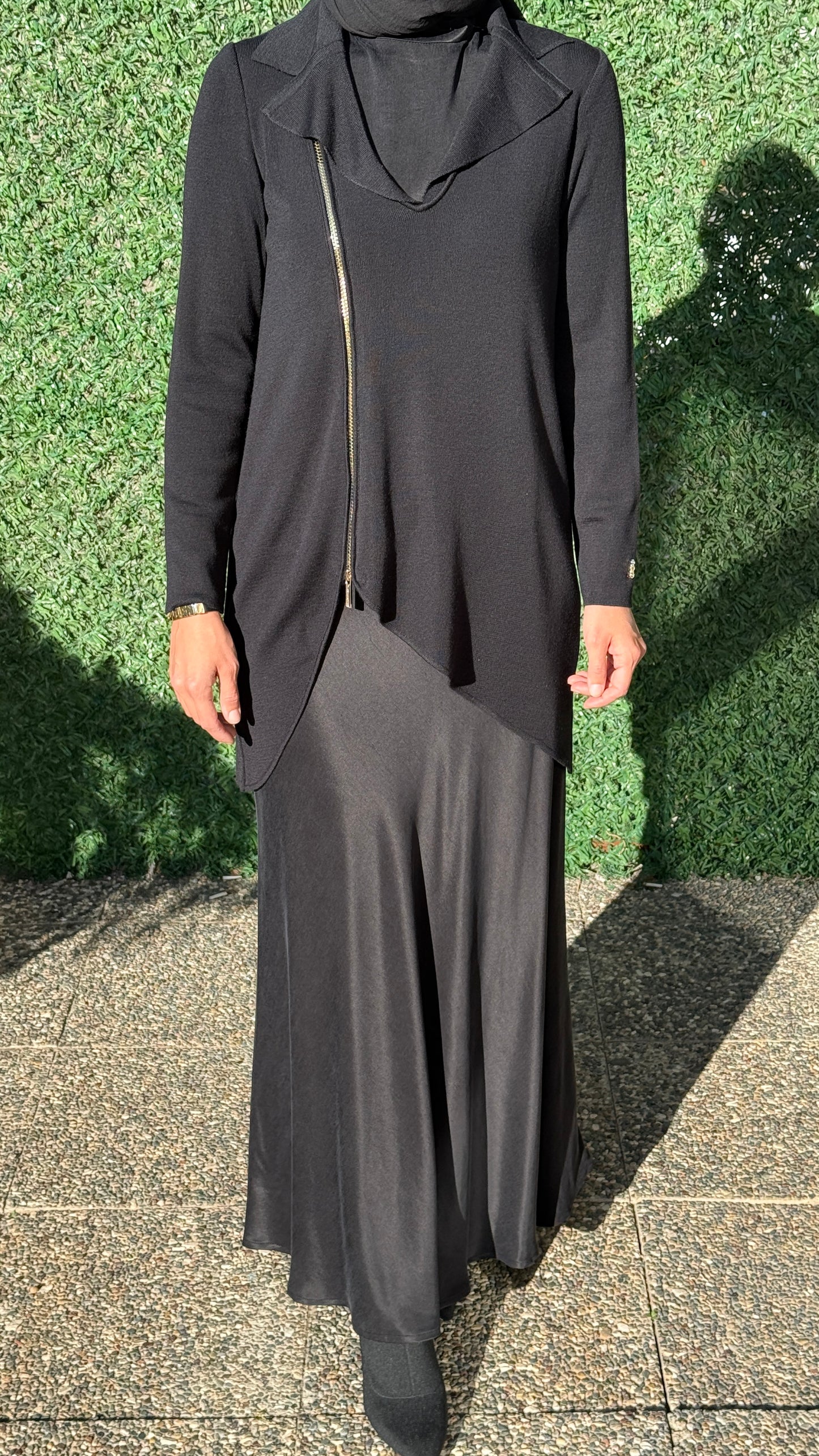 Miss Dalida Asimetrik Fermuarlı Siyah Tunik