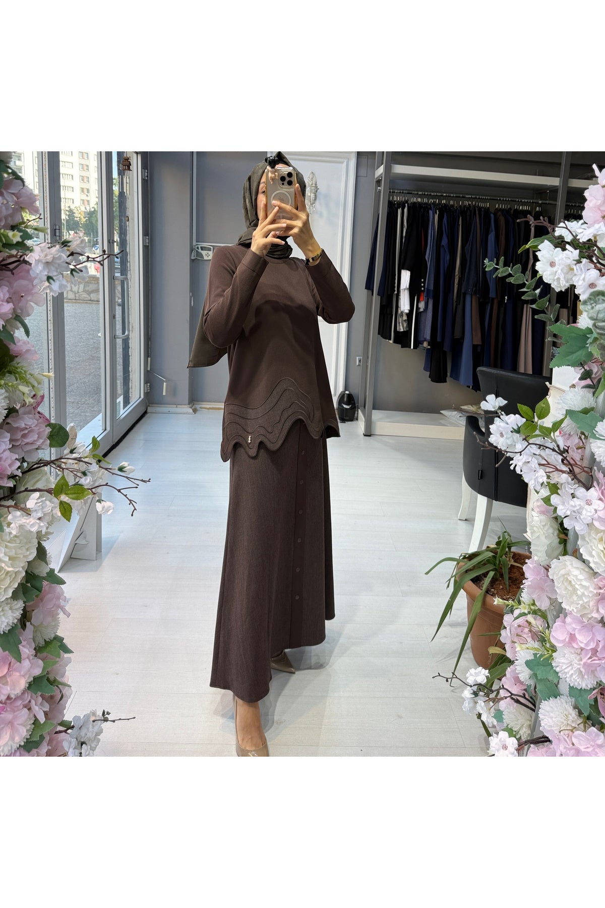 Miss Dalida Asimetrik Denim Detaylı Triko Tunik