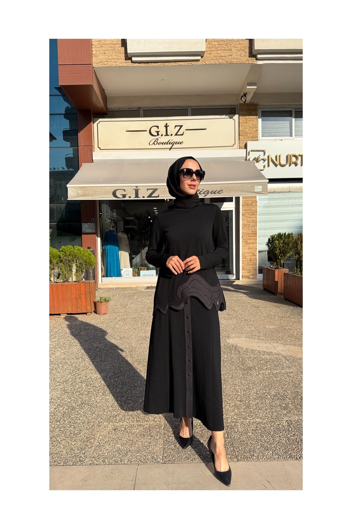 Miss Dalida Asimetrik Denim Detaylı Triko Tunik