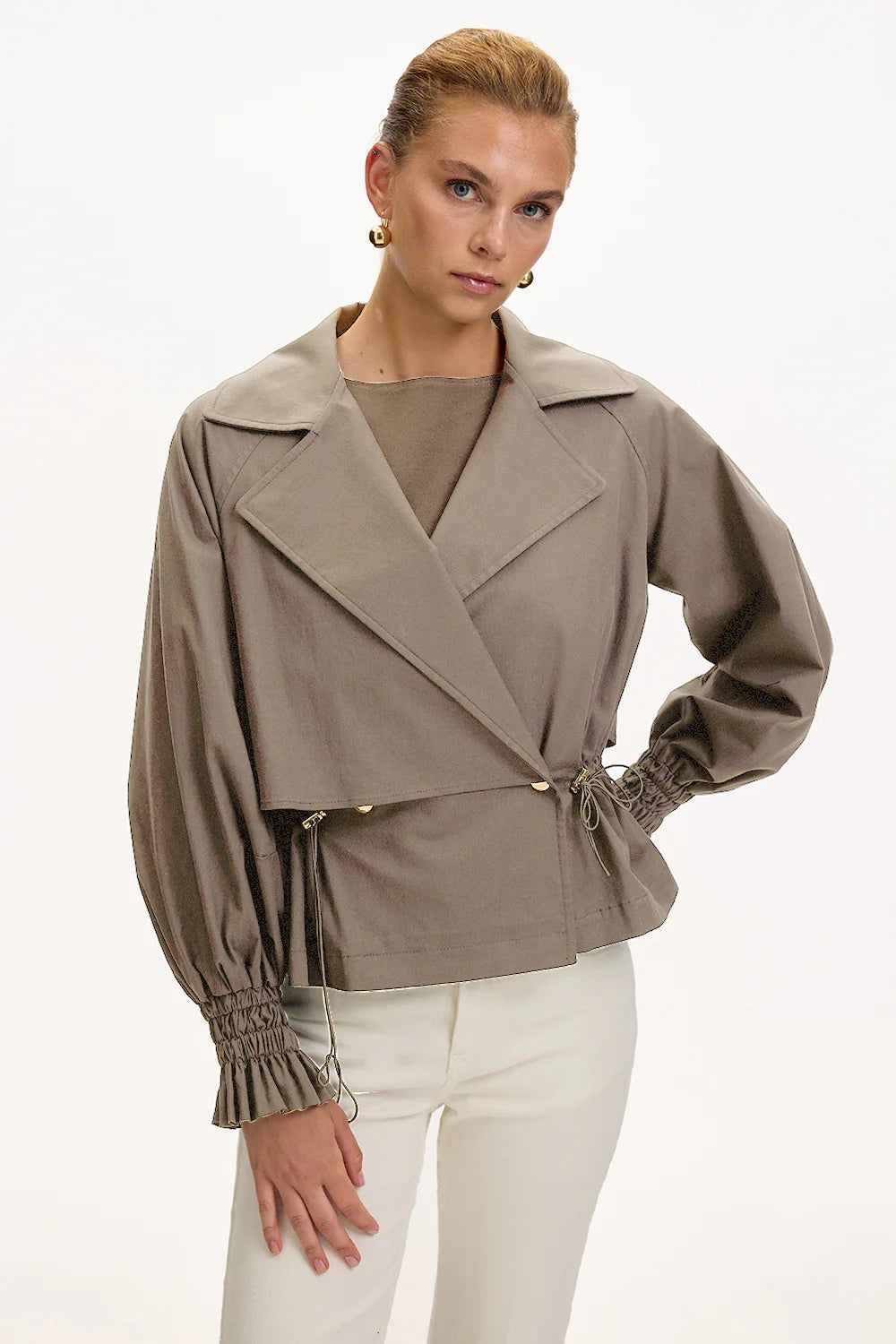 Exquise Gömlek Yaka Reglan Kol Regular Astarlı Pamuklu Ceket