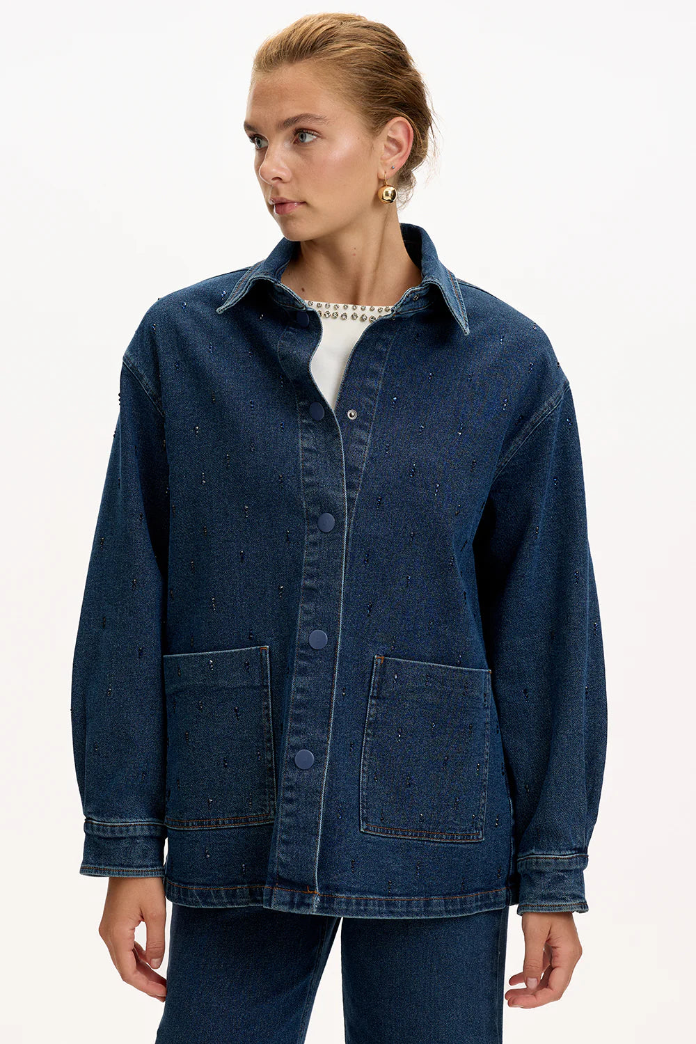 Exquise Cepli Uzun Kollu Düğmeli Regular İndigo Denim Ceket