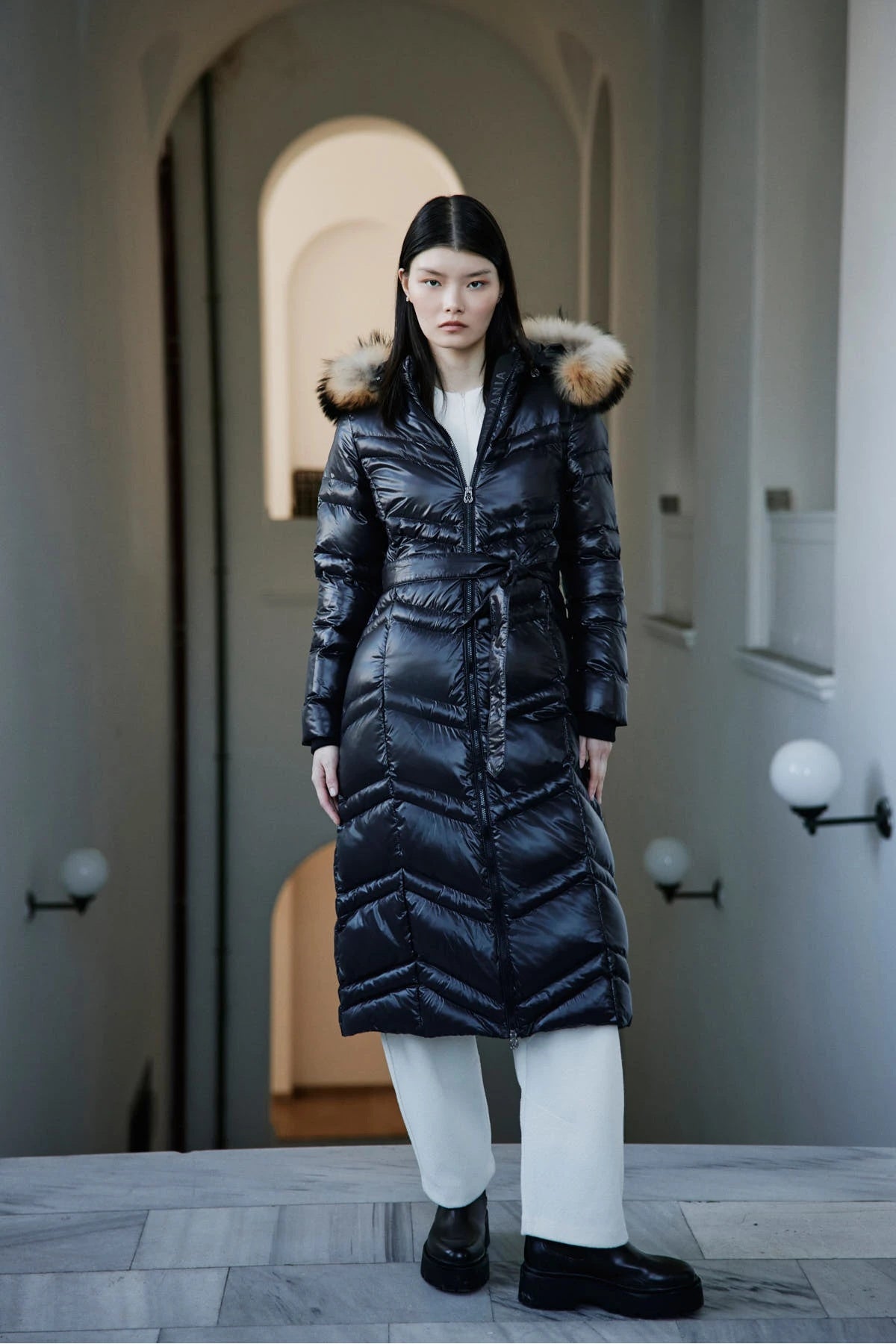 Womania-Mont-Roma Naturel Kürklü Puffer Mont