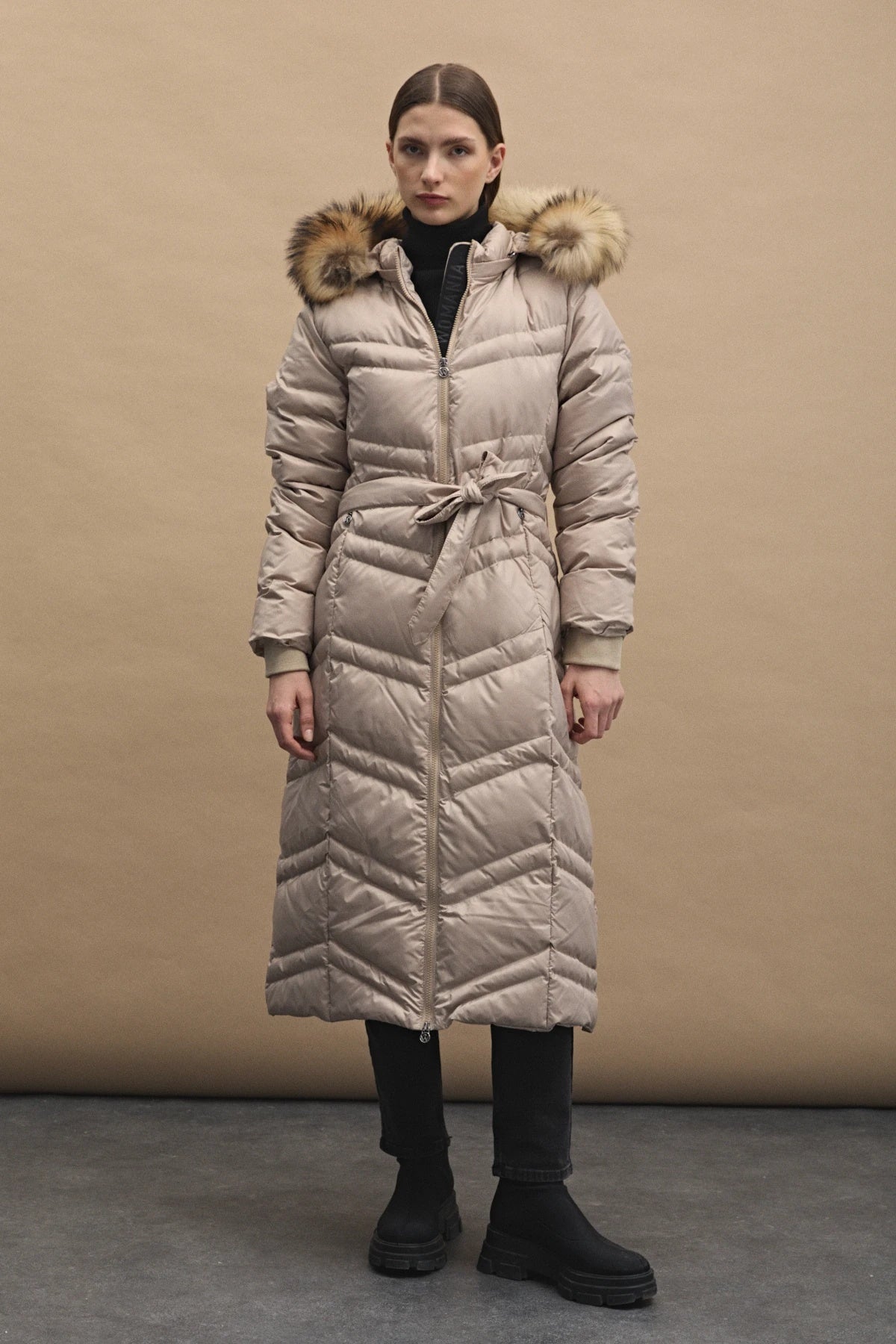 Womania-Mont-Roma Naturel Kürklü Puffer Mont