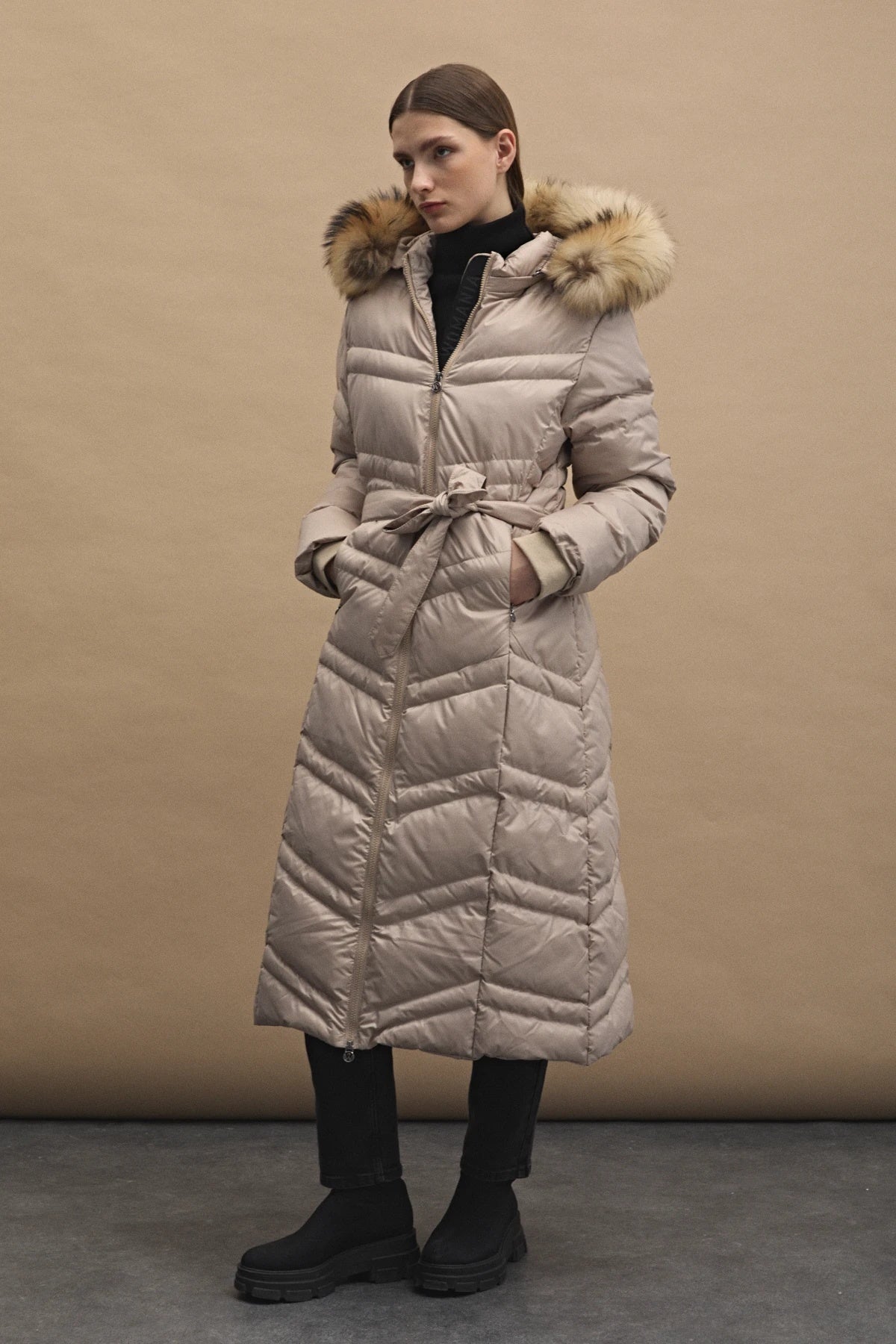 Womania-Mont-Roma Naturel Kürklü Puffer Mont