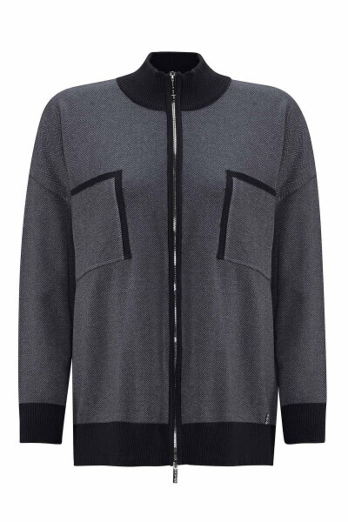 Miss Dalida Dik Yaka Fermuarlı Cepli Triko Ceket