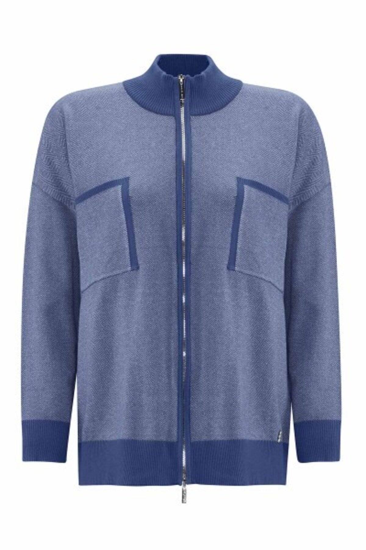 Miss Dalida Dik Yaka Fermuarlı Cepli Triko Ceket