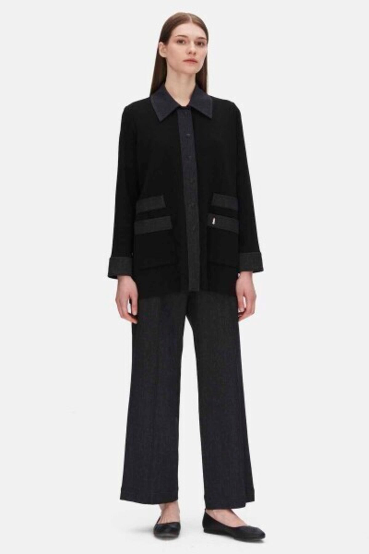 Miss Dalida Denim Detaylı Triko Ceket