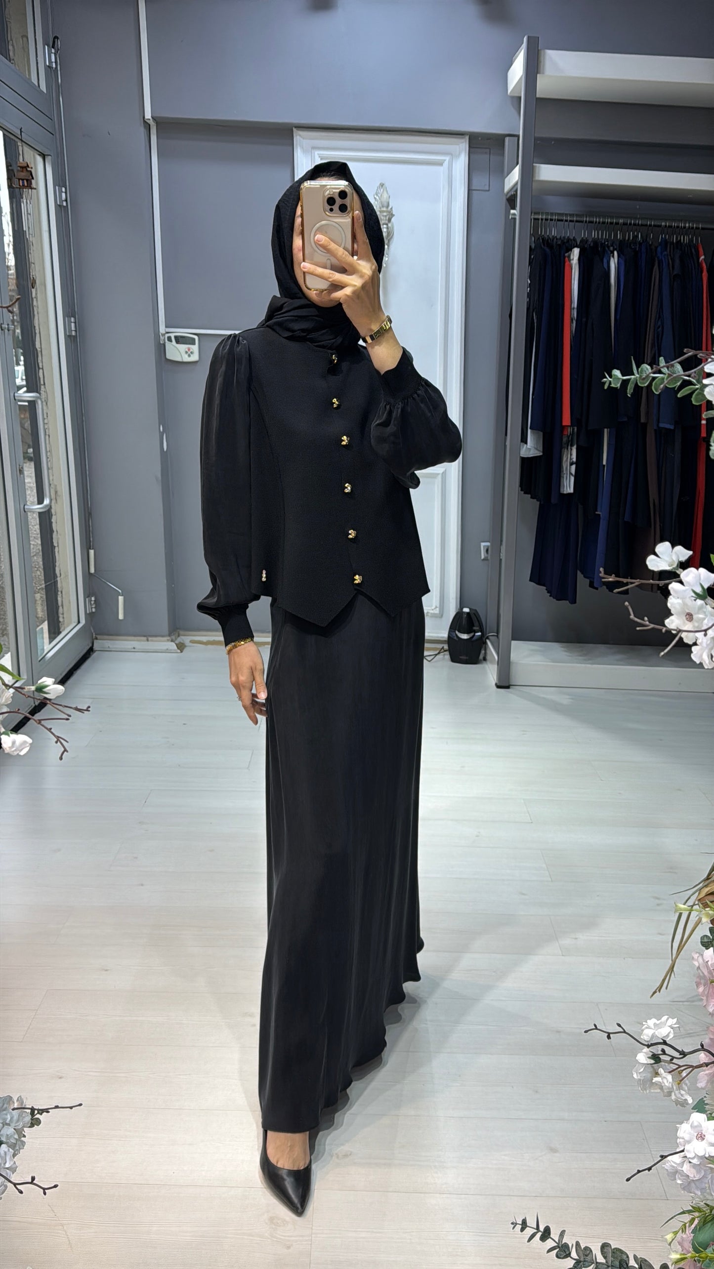 Miss Dalida Siyah Gold Düğmeli Hırka